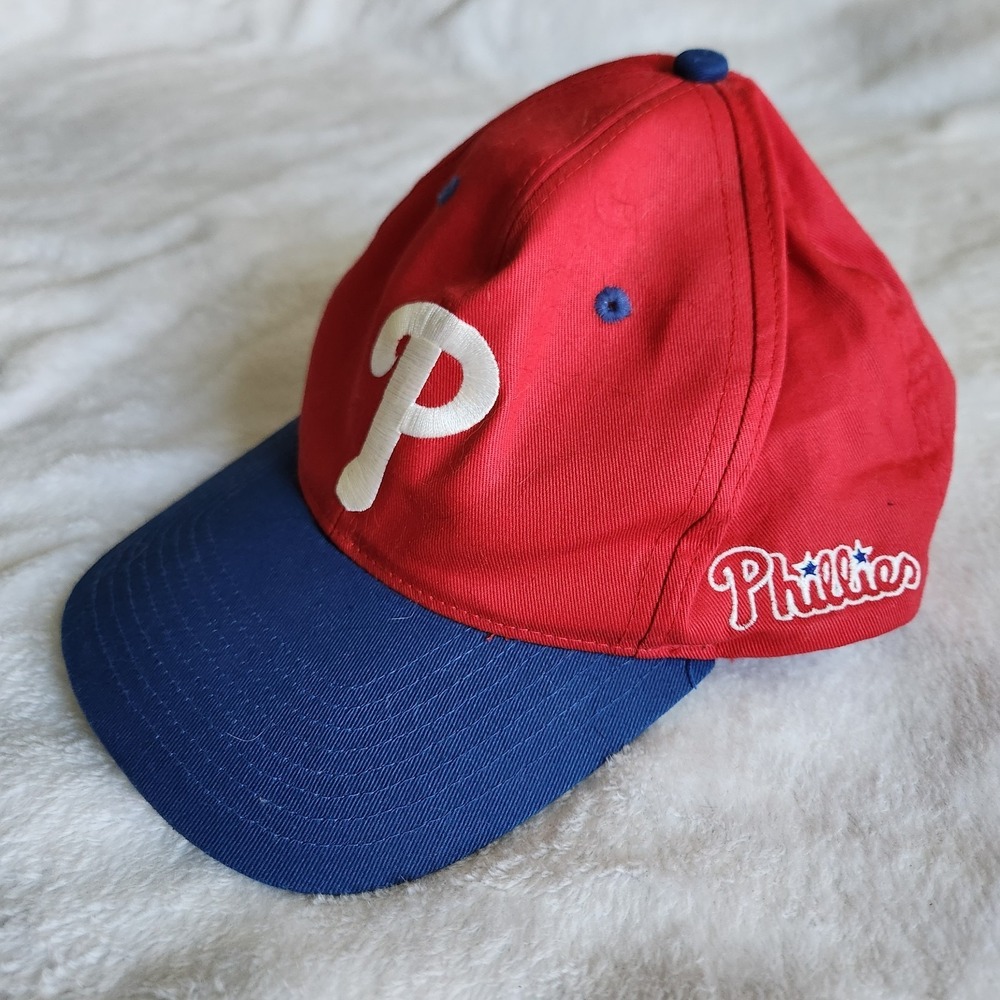 Vintage Philadelphia Phillies Snapback Hat 80s 90s All Over Embroidery Two Tone